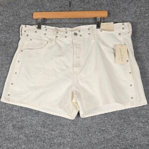 Universal Thread Womens Sz 16 White Denim 90s Baggy Studded Shorts Mid Rise NWT